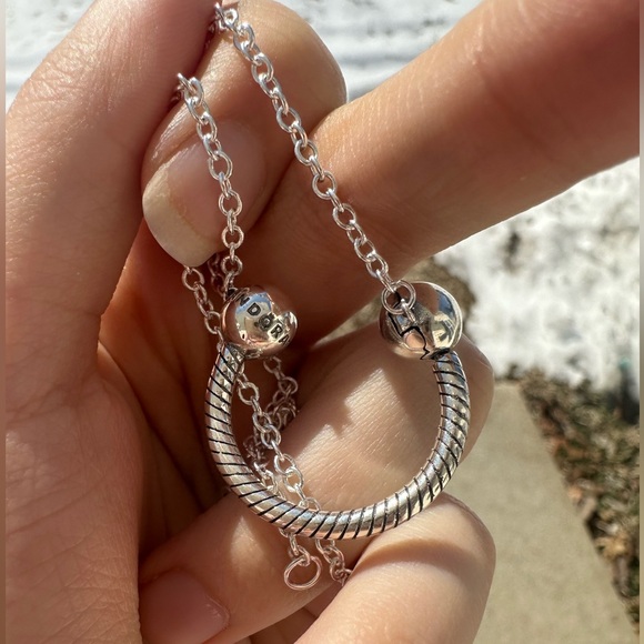 NWOT Pandora Silver U-Shape Charm Pendant Necklace 392747C00-45 - Picture 4 of 10